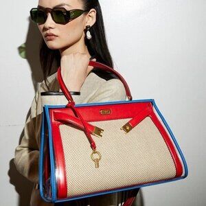 EUC Tory Burch LEE RADZIWILL BAG WITH RAIN COVER - Brilliant Red